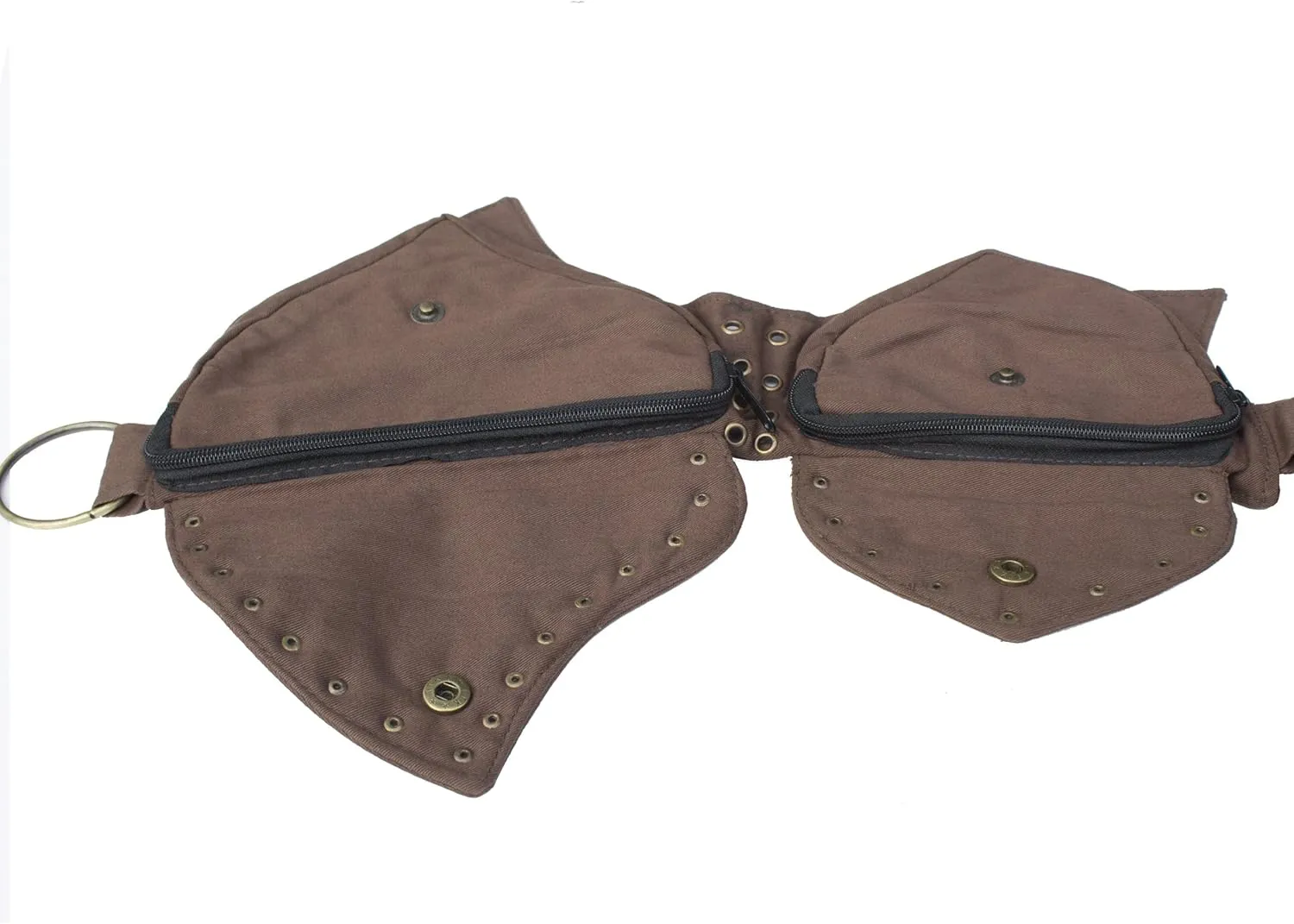 Practical Fannypack Cotton Waistbag Travel Utility Belt-Brown-One Size