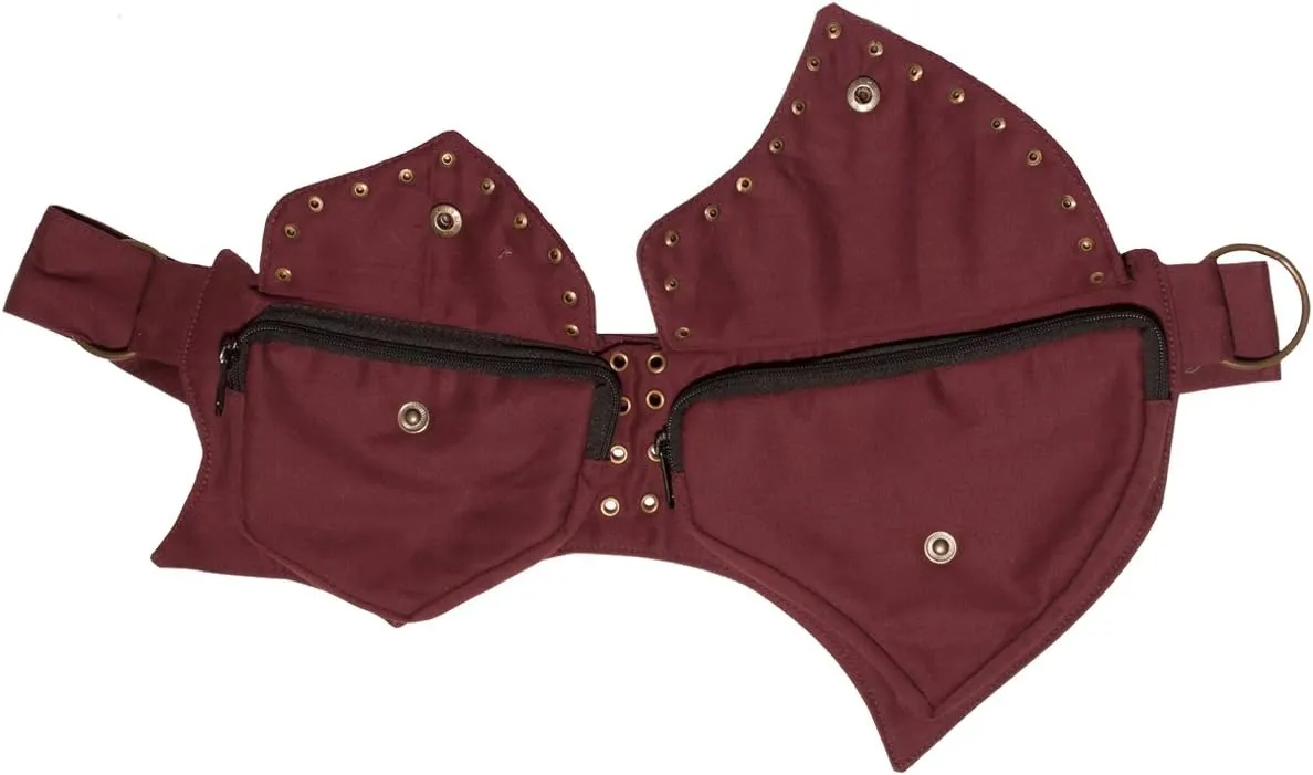 Practical Fannypack Cotton Waistbag Travel Utility Belt-Maroon-One Size