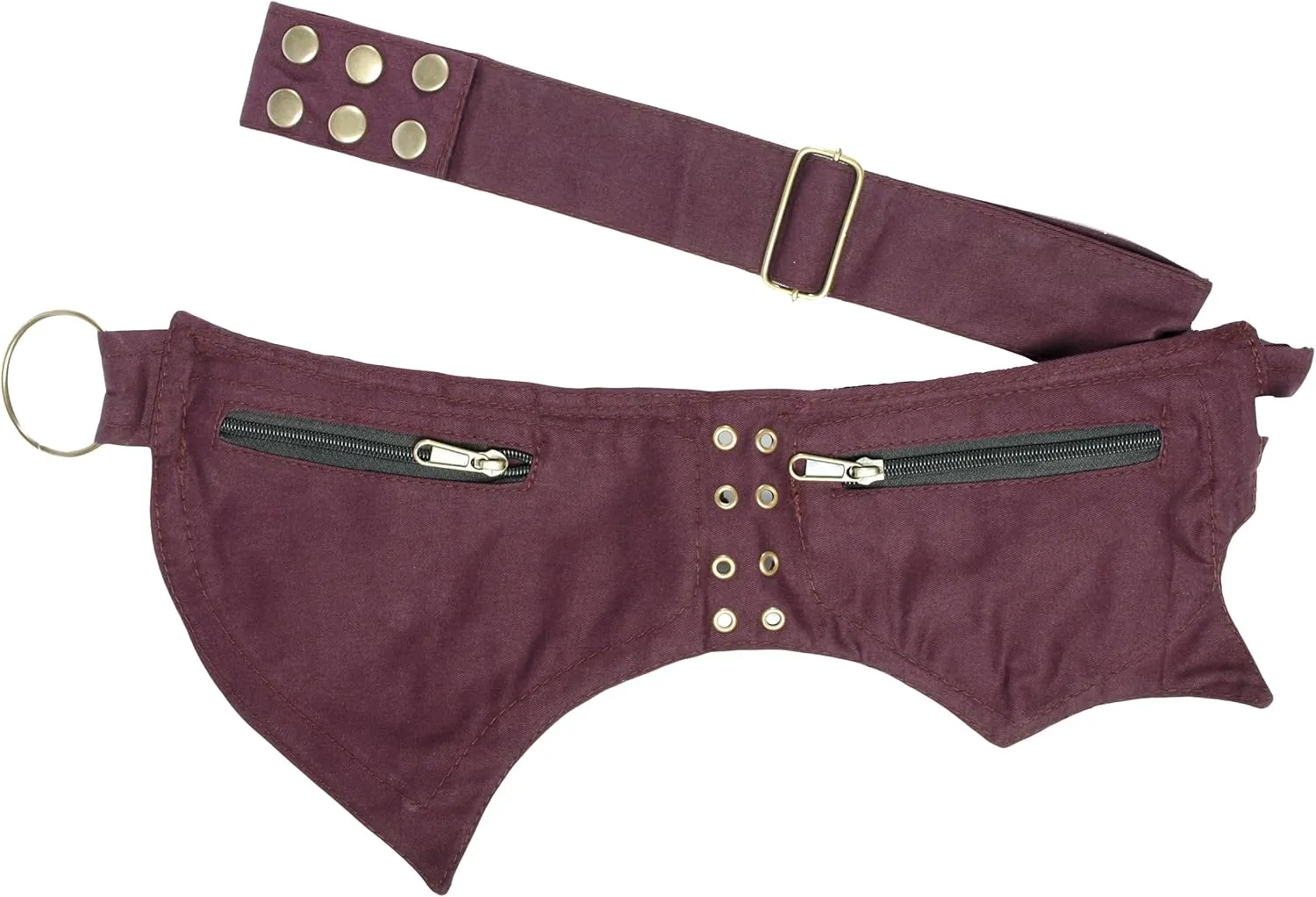 Practical Fannypack Cotton Waistbag Travel Utility Belt-Maroon-One Size