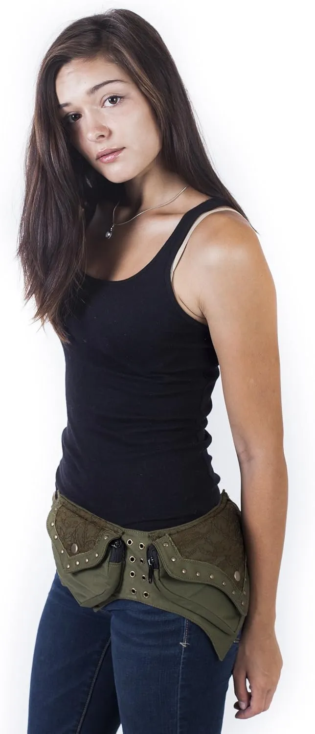 Practical Fannypack Cotton Waistbag Travel Utility Belt-Sage-One Size