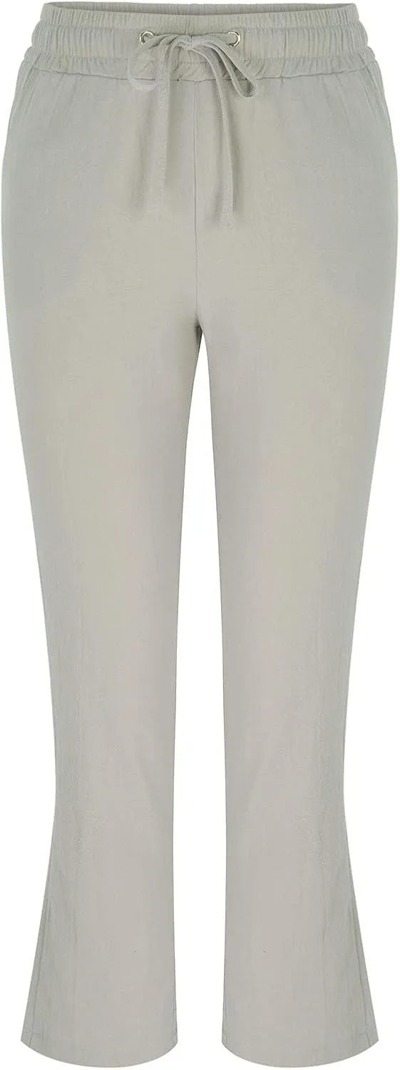PTOLOCIF Linen Pants for Women,Casual Cotton Linen Pants Lightweight Summer Pants Loose Fit Elastic Waist Lounge Pants