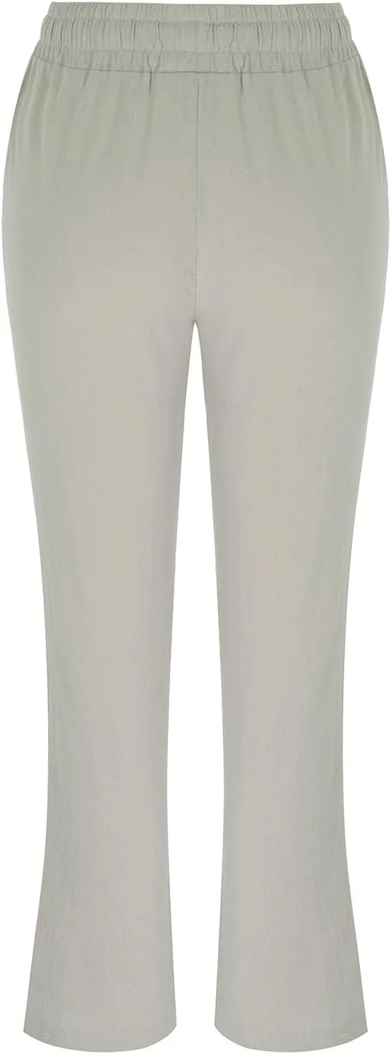 PTOLOCIF Linen Pants for Women,Casual Cotton Linen Pants Lightweight Summer Pants Loose Fit Elastic Waist Lounge Pants