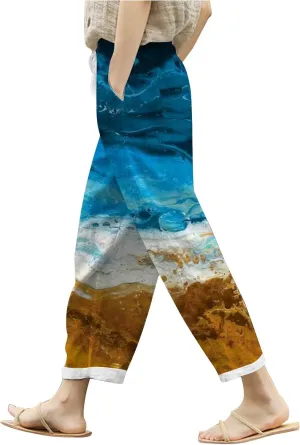 PTOLOCIF Palazzo Pants for Women,Cotton Linen Business Casual Pants High Waisted Palazzo Pants Flowy Dressy Long Pants