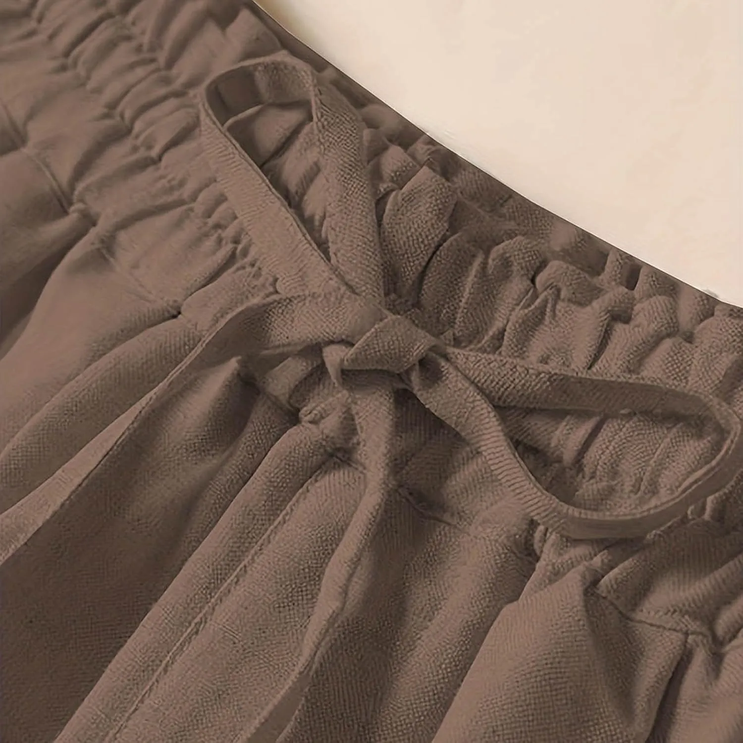 PTOLOCIF Palazzo Pants for Women,Dressy Casual Pants Drawstring Waist Wide Leg Pants Comfy Cotton Linen Palazzo Pants