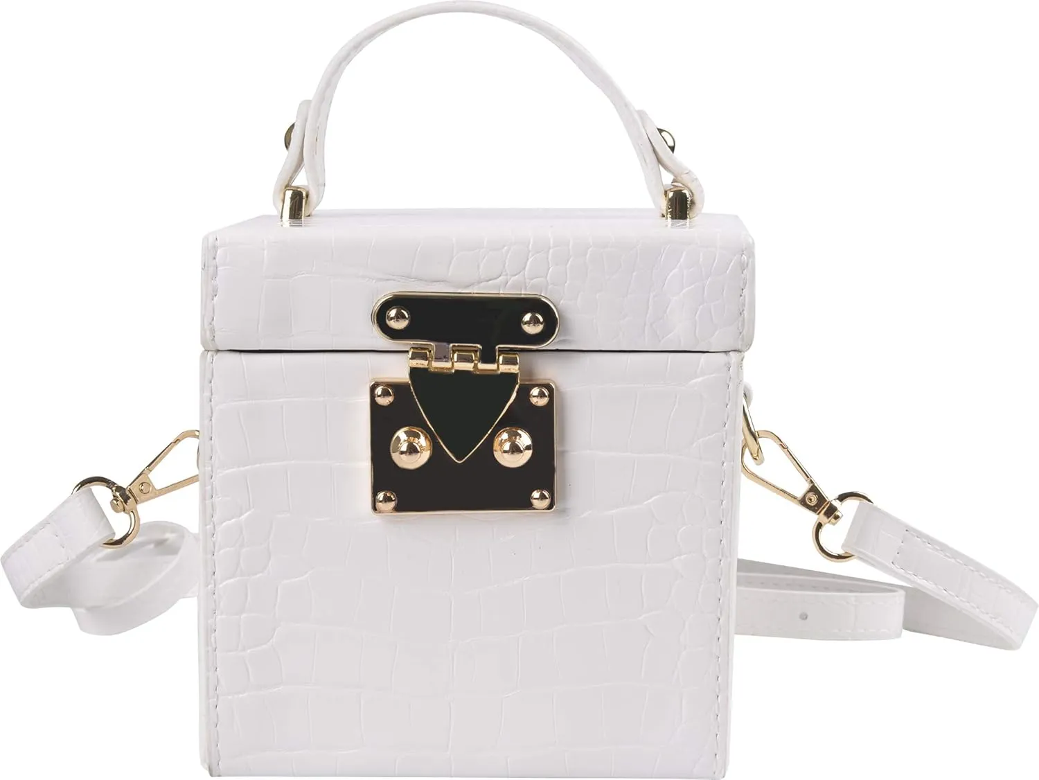 QZUnique Women's Square Box Handbag PU Cube Crossbody Shoulder Bag Wedding Clutch Bag Purse