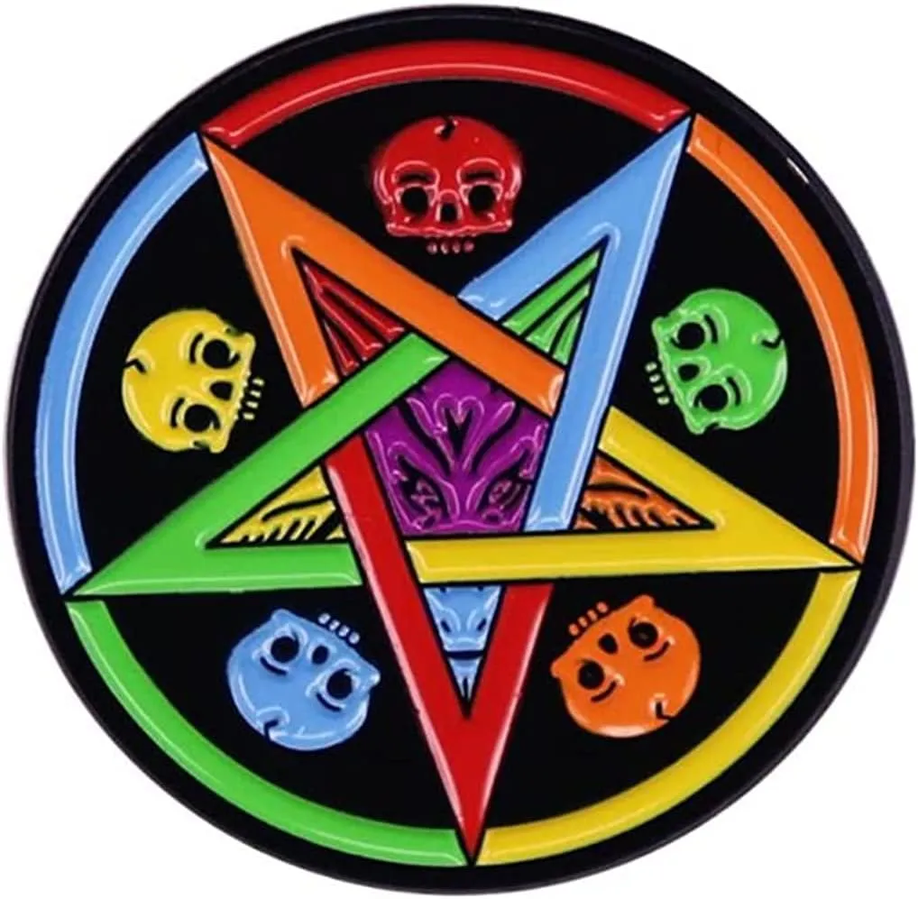 Rainbow Satan Star Pentagram Baphomet Enamel Pin LGBT Pride Skull Goat Brooch Metal Lapel Pins Badge Denim Jewelry Gift for Backpacks Women Men