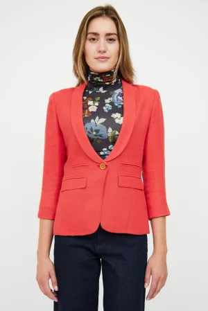 Red Linen 3/4 Sleeve Blazer