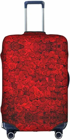 Red Rose1 Print Practical Elastic Washable Travel Luggage Cover with Concealed Zipper for Suitcases