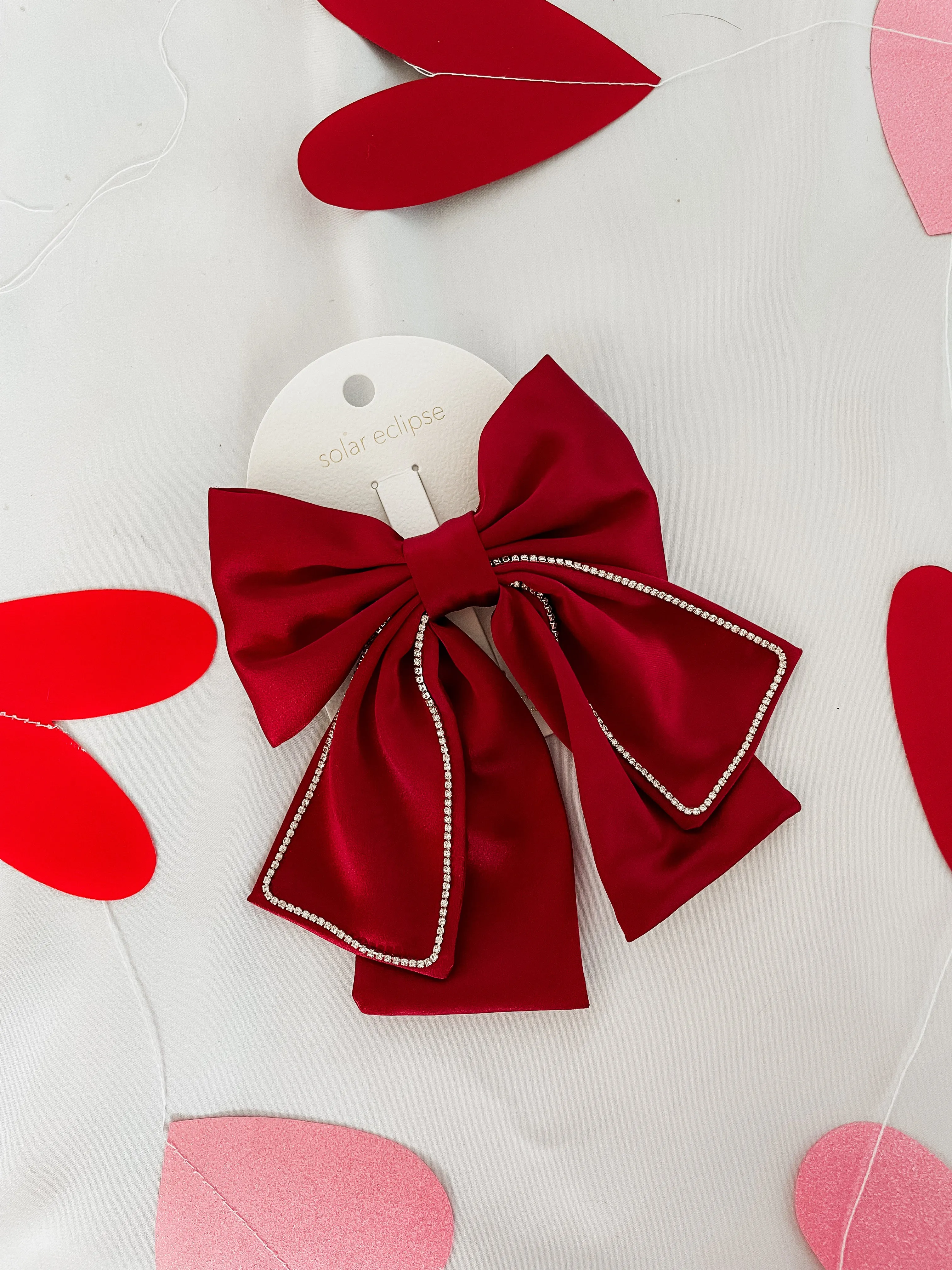 Red Satin Hair Bow