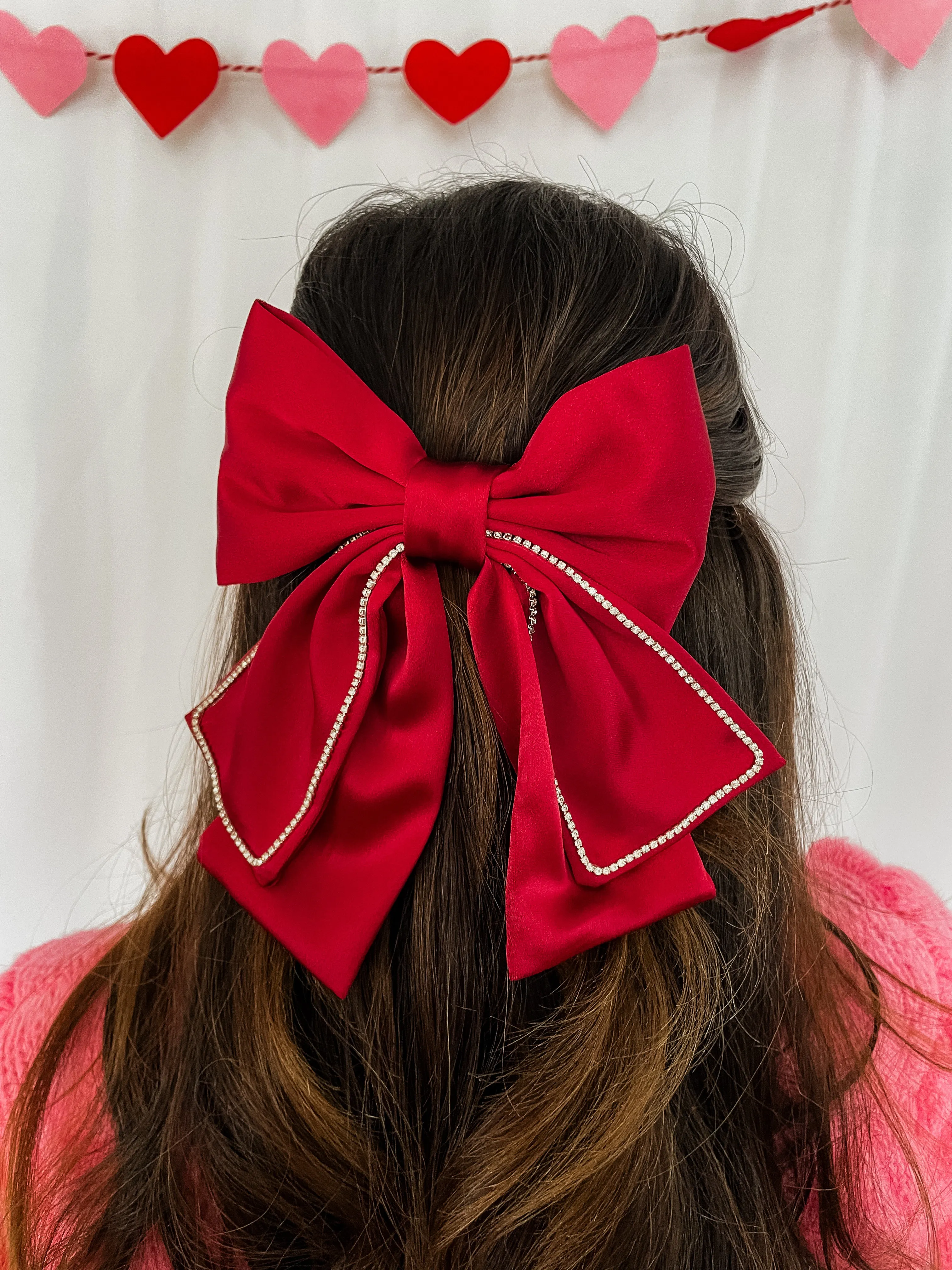 Red Satin Hair Bow