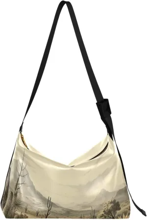 Retro Western Desert Crossbody Bag Hobo Handbag Purse Fashion PU Leather Shoulder Bags for Women