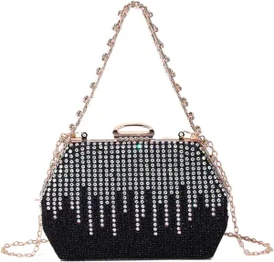 Rhinestone Clutch Purse for Women Sparkly Evening Bag Glitter Wedding Purse Crossbody Shoulder Handbag for Party