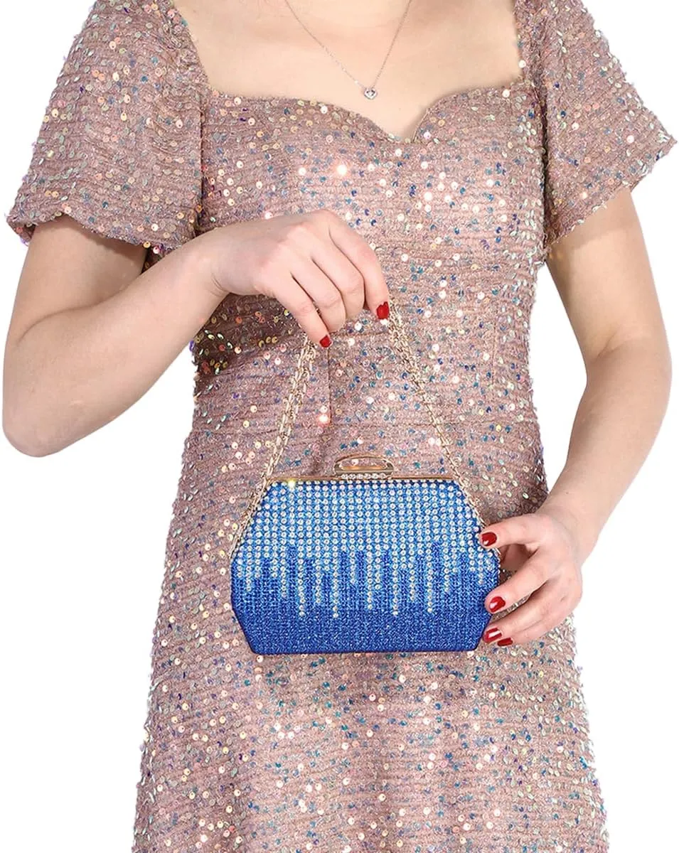 Rhinestone Clutch Purse for Women Sparkly Evening Bag Glitter Wedding Purse Crossbody Shoulder Handbag for Party