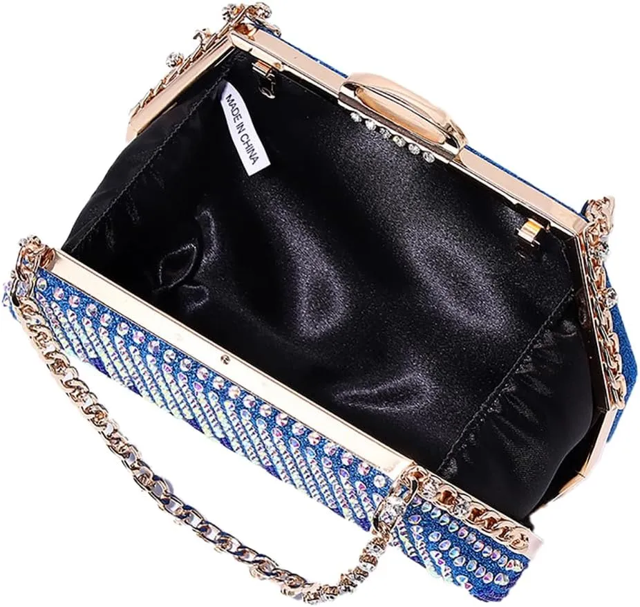Rhinestone Clutch Purse for Women Sparkly Evening Bag Glitter Wedding Purse Crossbody Shoulder Handbag for Party