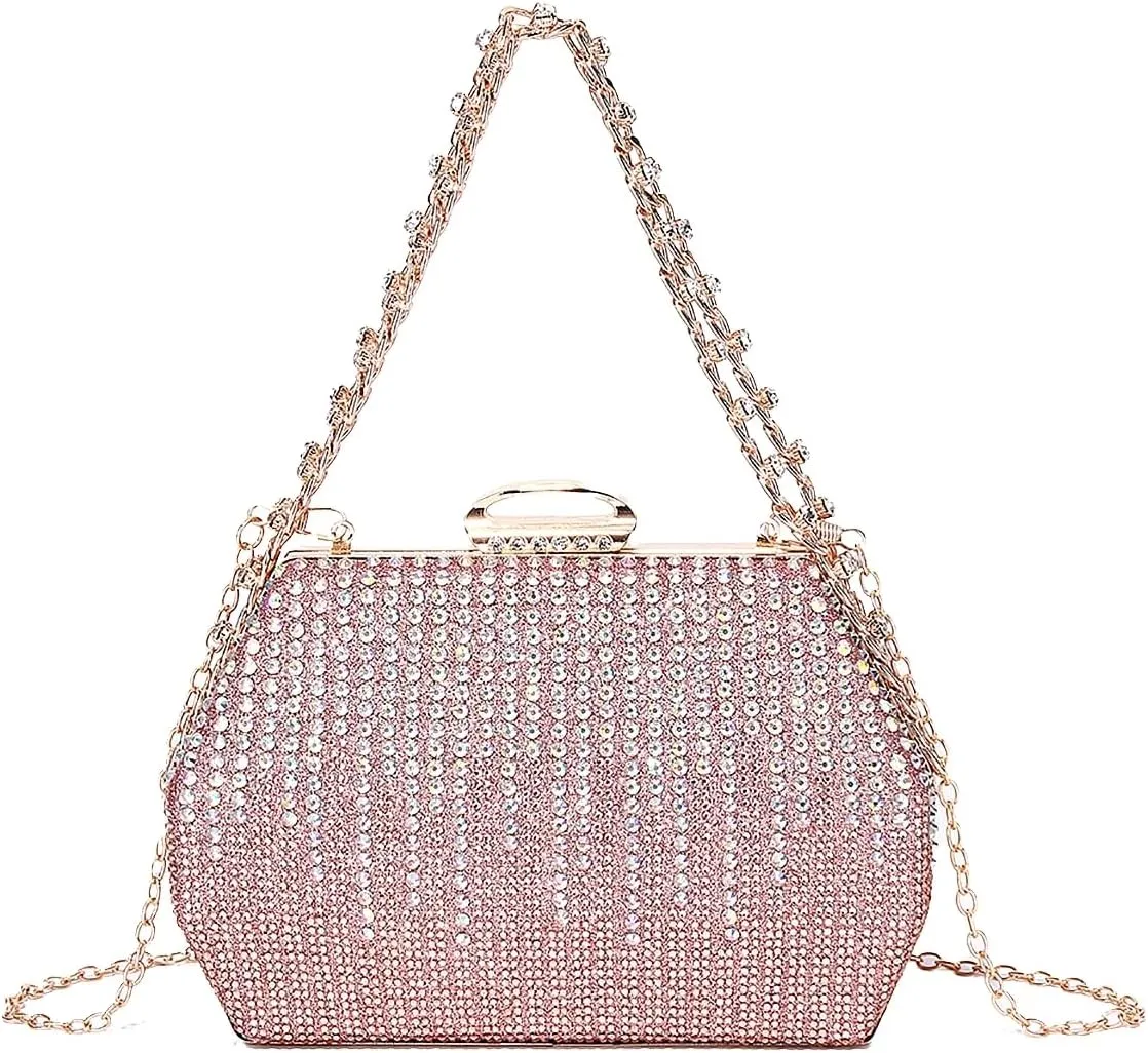 Rhinestone Clutch Purse for Women Sparkly Evening Bag Glitter Wedding Purse Crossbody Shoulder Handbag for Party
