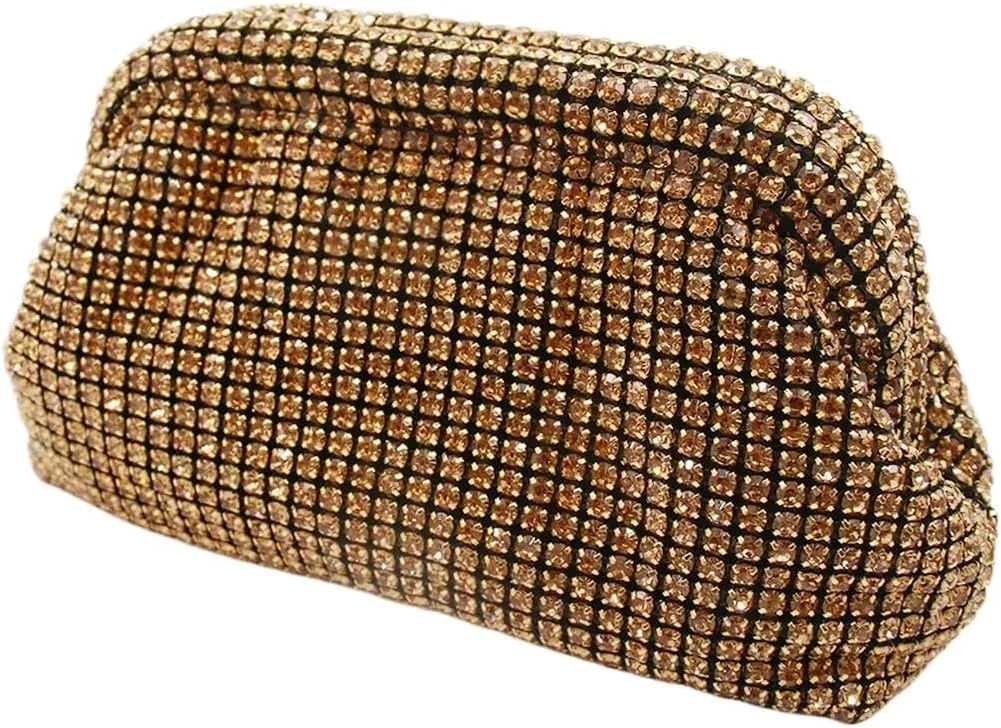 Rhinestone Purse for Women Dumpling Clutch Bag Formal Crystal Evening Handbag Sparkly Wedding Cloud Bag Shoulder Bag