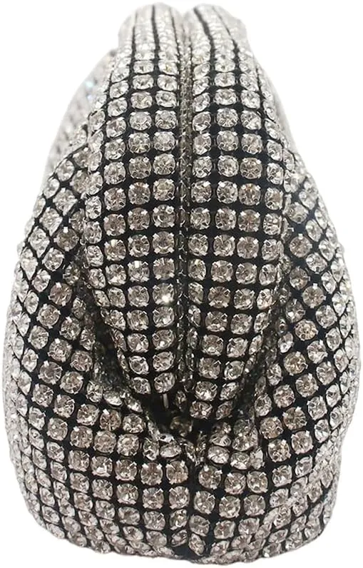 Rhinestone Purse for Women Dumpling Clutch Bag Formal Crystal Evening Handbag Sparkly Wedding Cloud Bag Shoulder Bag