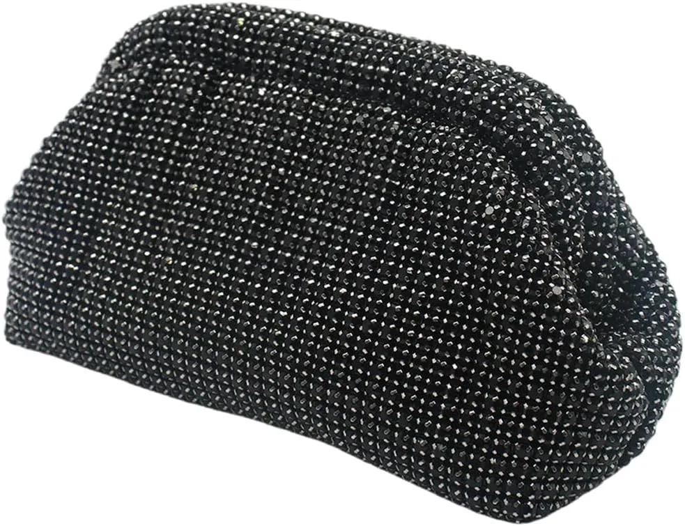 Rhinestone Purse for Women Dumpling Clutch Bag Formal Crystal Evening Handbag Sparkly Wedding Cloud Bag Shoulder Bag
