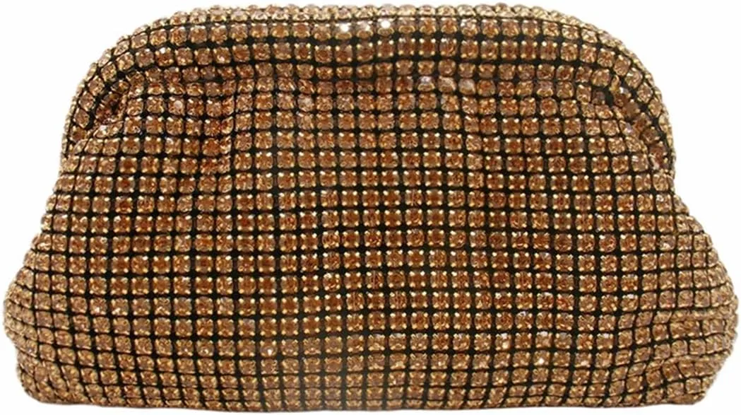 Rhinestone Purse for Women Dumpling Clutch Bag Formal Crystal Evening Handbag Sparkly Wedding Cloud Bag Shoulder Bag