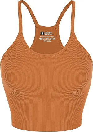 Ribbed Tank Top for Women 2024, Seamless Racerback Workout Tops, Basic Sports Camisole Tops, Crop Tops
