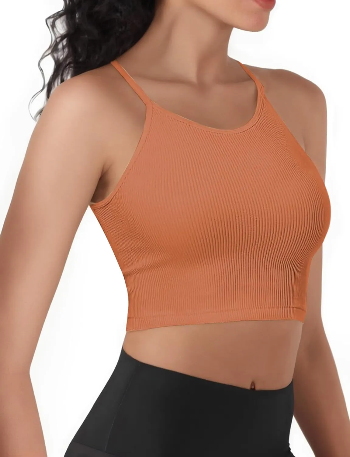Ribbed Tank Top for Women 2024, Seamless Racerback Workout Tops, Basic Sports Camisole Tops, Crop Tops