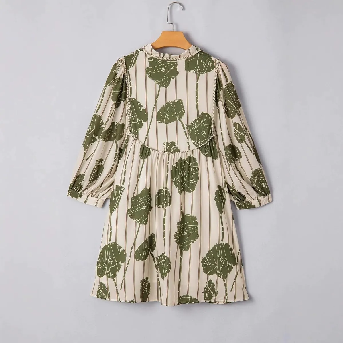 Ruffle Floral Babydoll Mini Dress Tie Hollow V-Neck Tunic Dresses for Women 2025 Boho Sundresses