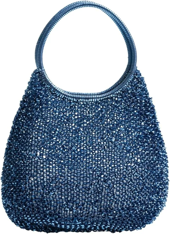 Rungion Womens Shiny PVC Woven Evening Purse Waterdrop Shape Crossbody Shoulder Bag Small Party Wedding Clutch Handbag