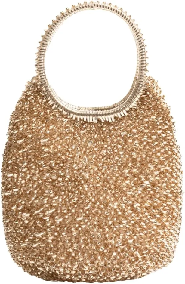 Rungion Womens Shiny PVC Woven Evening Purse Waterdrop Shape Crossbody Shoulder Bag Small Party Wedding Clutch Handbag