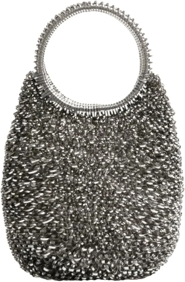 Rungion Womens Shiny PVC Woven Evening Purse Waterdrop Shape Crossbody Shoulder Bag Small Party Wedding Clutch Handbag