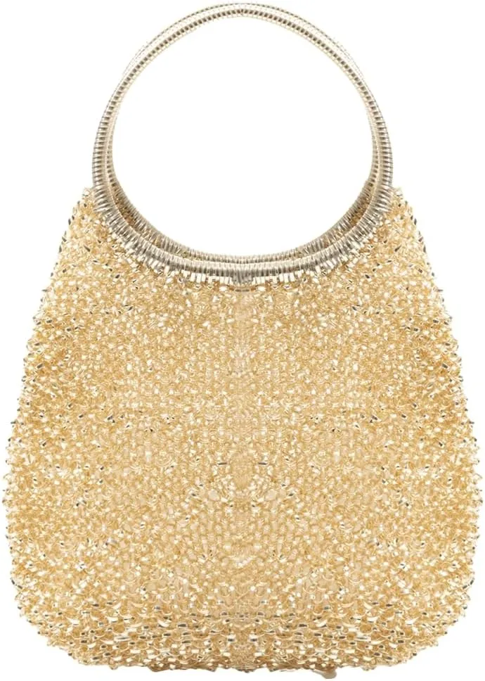 Rungion Womens Shiny PVC Woven Evening Purse Waterdrop Shape Crossbody Shoulder Bag Small Party Wedding Clutch Handbag