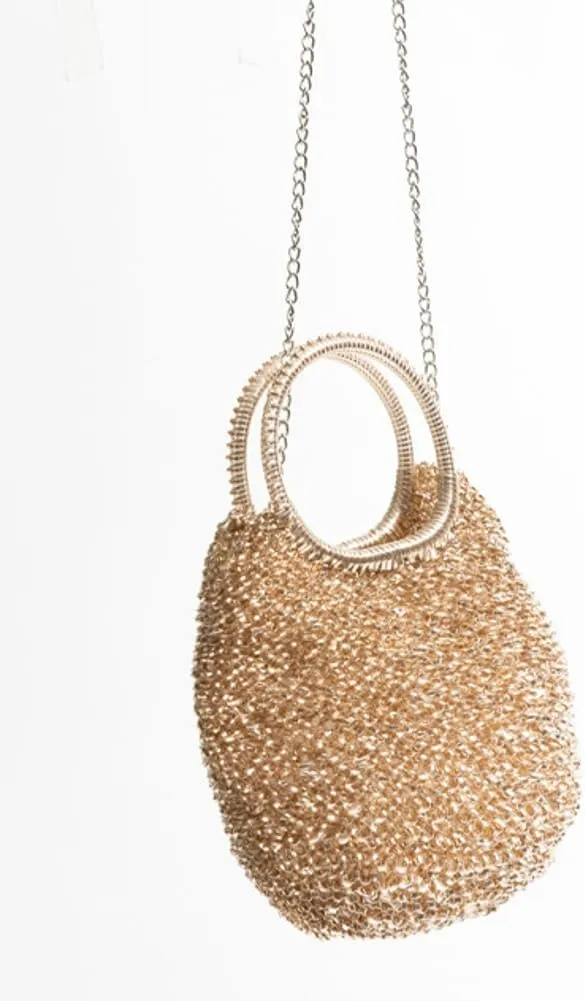 Rungion Womens Shiny PVC Woven Evening Purse Waterdrop Shape Crossbody Shoulder Bag Small Party Wedding Clutch Handbag