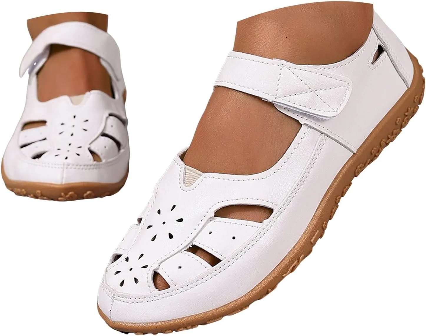 Sandals For Women 2025 Dressy Breathable Closed Toe Sandal Women's Lug Sole Non-Slip Ankle Strap Flat Ballet Shoes