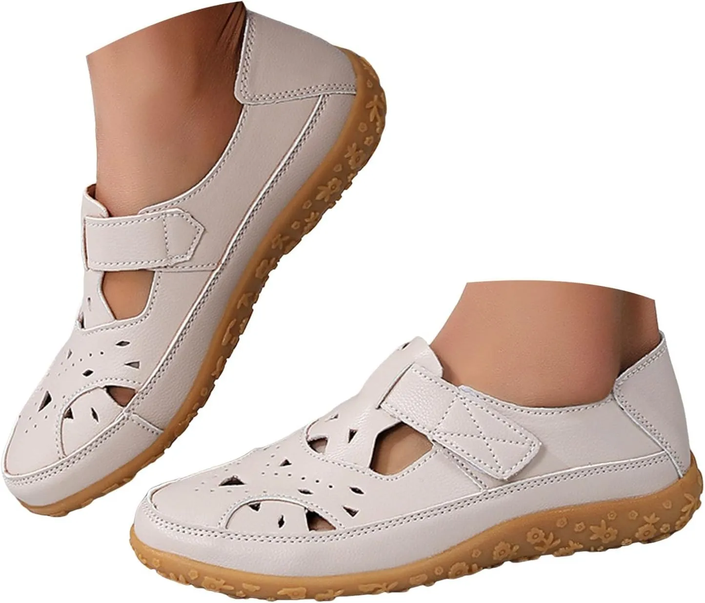 Sandals For Women 2025 Dressy Breathable Flats For Women Closed Toe Lug Sole Non-Slip Ankle Strap Flat Ballet Shoes