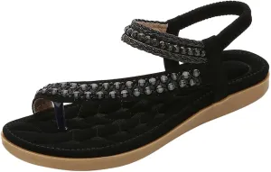 Sandals Women Summer Beach Rhinestone Sandals Lace Floral Wedding Sandal Arch Support Flip Flops Shoes