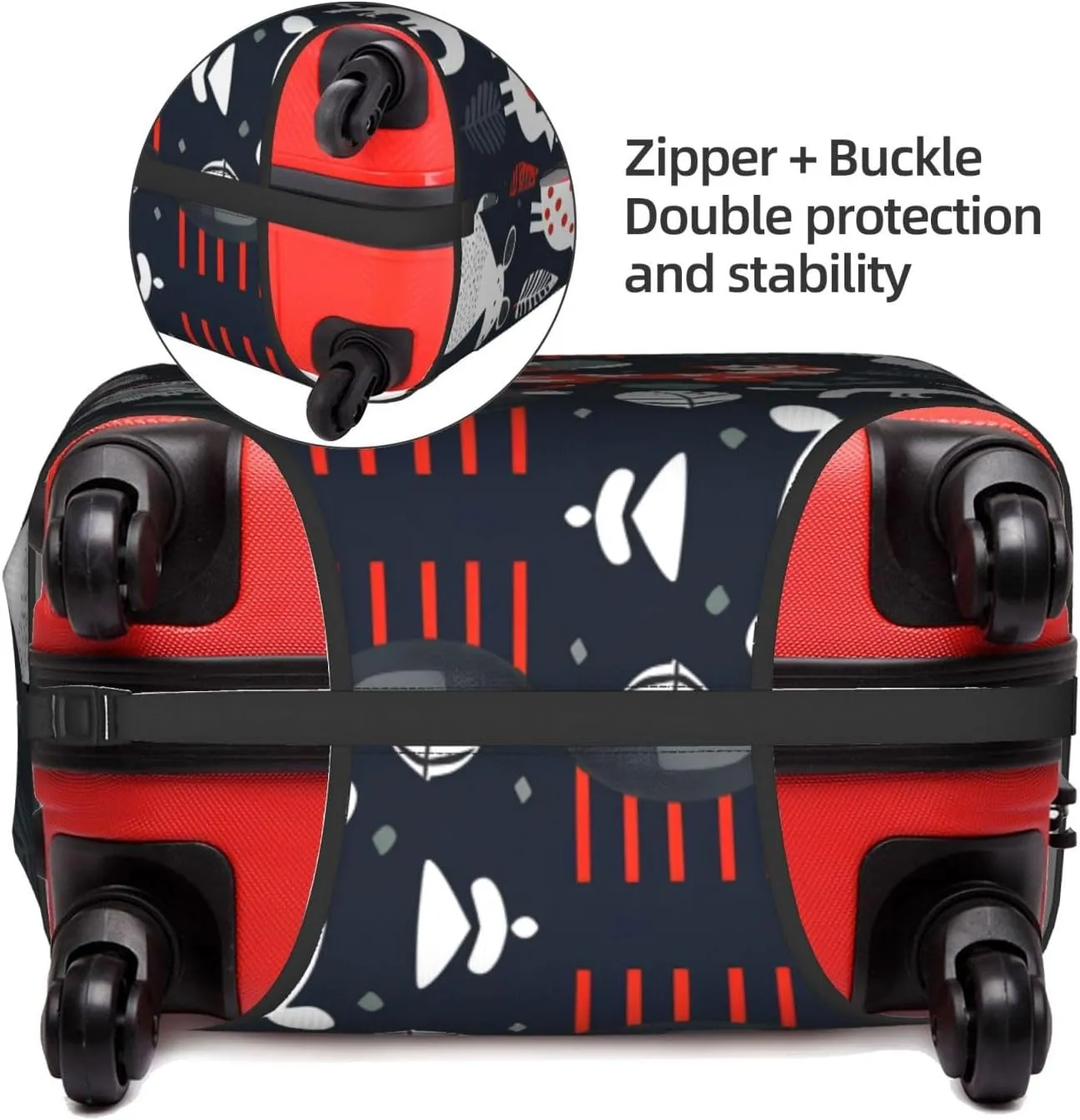 Scandinavian Animals Print Practical Elastic Washable Travel Luggage Cover with Concealed Zipper for Suitcases