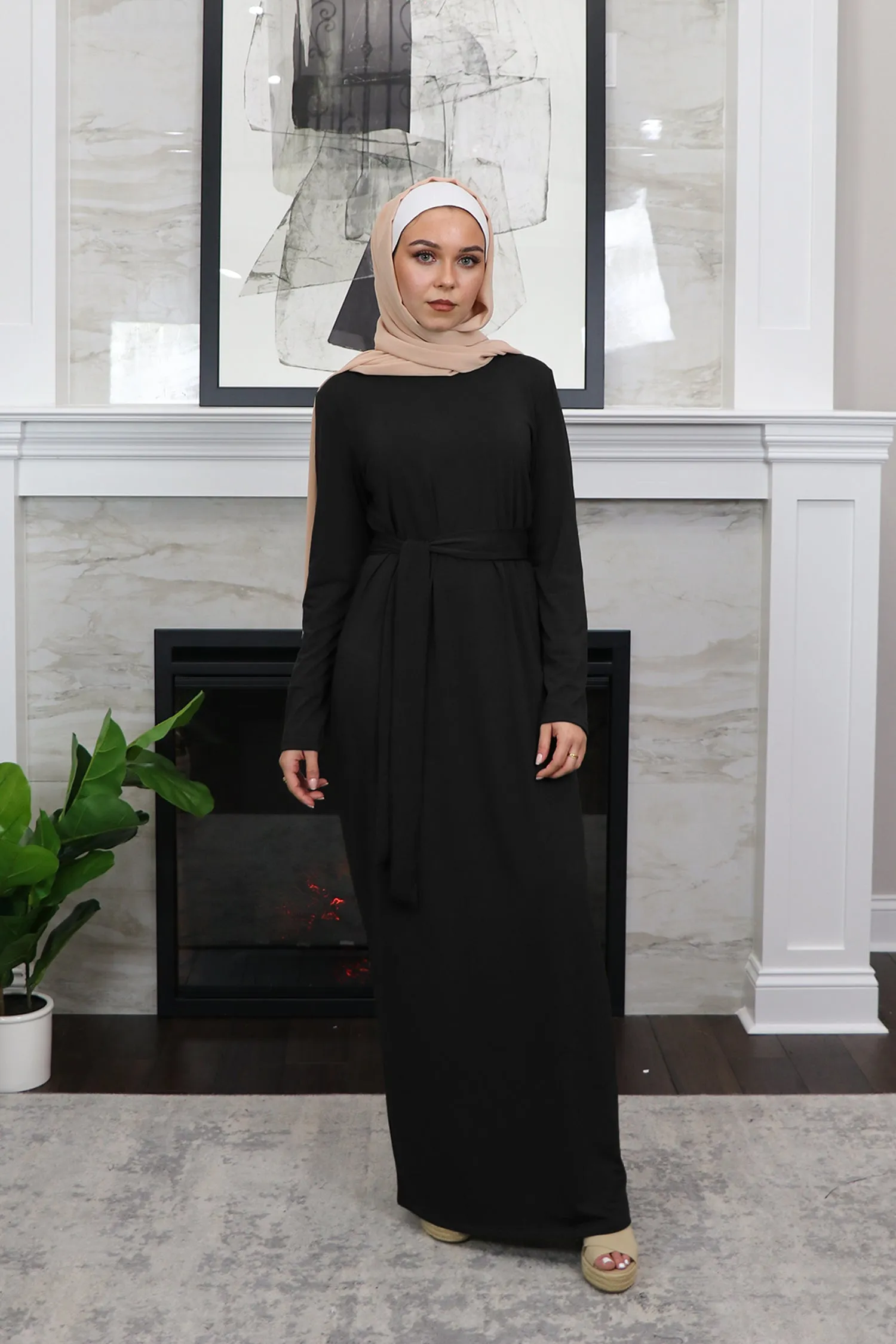 Sheath Spandex Maxi Dress - Black