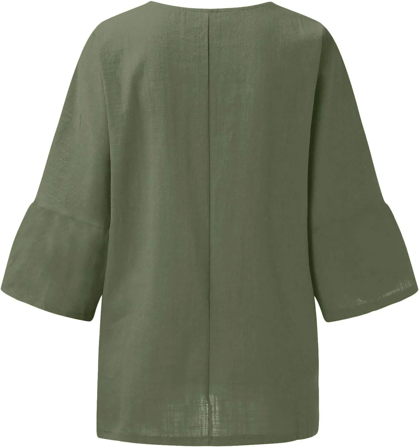 Shirts for Women Trendy Crew Neck 3/4 Sleeve Tops Casual Solid Loose Fitted Boho Shirts Beach Hawaiian Blouses Tops