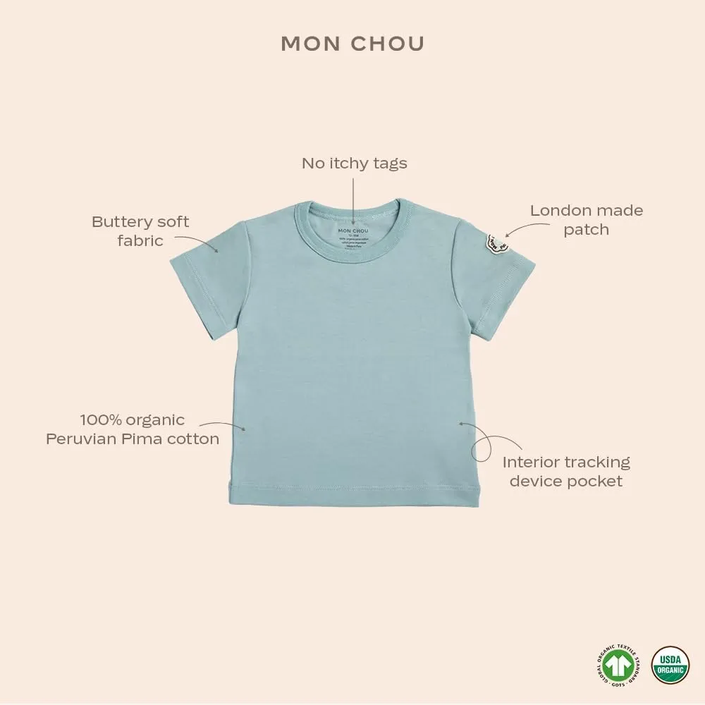 Short Sleeve T-Shirt, 100% Organic Pima Cotton Tee, Pocket for Security Tracker, Infant Unisex Sizes 0-24 Months