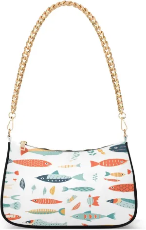 Shoulder Bags for Women -322- Fish Hobo Tote Handbag Small Clutch Purse with Zipper Closure