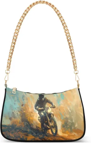 Shoulder Bags for Women Enduro Motocyclist Hobo Tote Handbag Small Clutch Purse with Zipper Closure