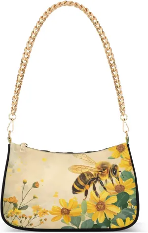 Shoulder Bags for Women Honey Bee Hobo Tote Handbag Small Clutch Purse with Zipper Closure