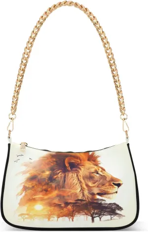 Shoulder Bags for Women Lion (2) Hobo Tote Handbag Small Clutch Purse with Zipper Closure