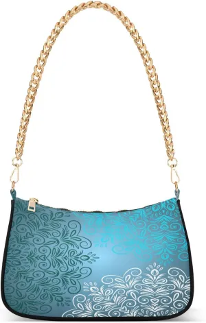 Shoulder Bags for Women Mandala Blue Hobo Tote Handbag Small Clutch Purse with Zipper Closure