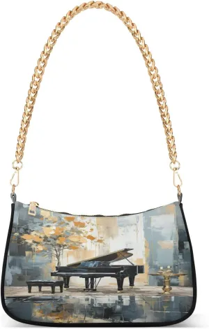 Shoulder Bags for Women Piano Hobo Tote Handbag Small Clutch Purse with Zipper Closure