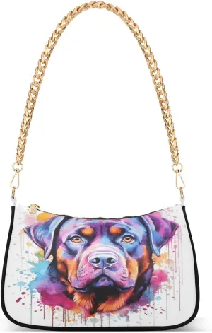 Shoulder Bags for Women Rottweiler Dog Hobo Tote Handbag Small Clutch Purse with Zipper Closure