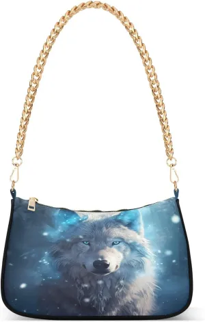 Shoulder Bags for Women Wolf (12) Hobo Tote Handbag Small Clutch Purse with Zipper Closure