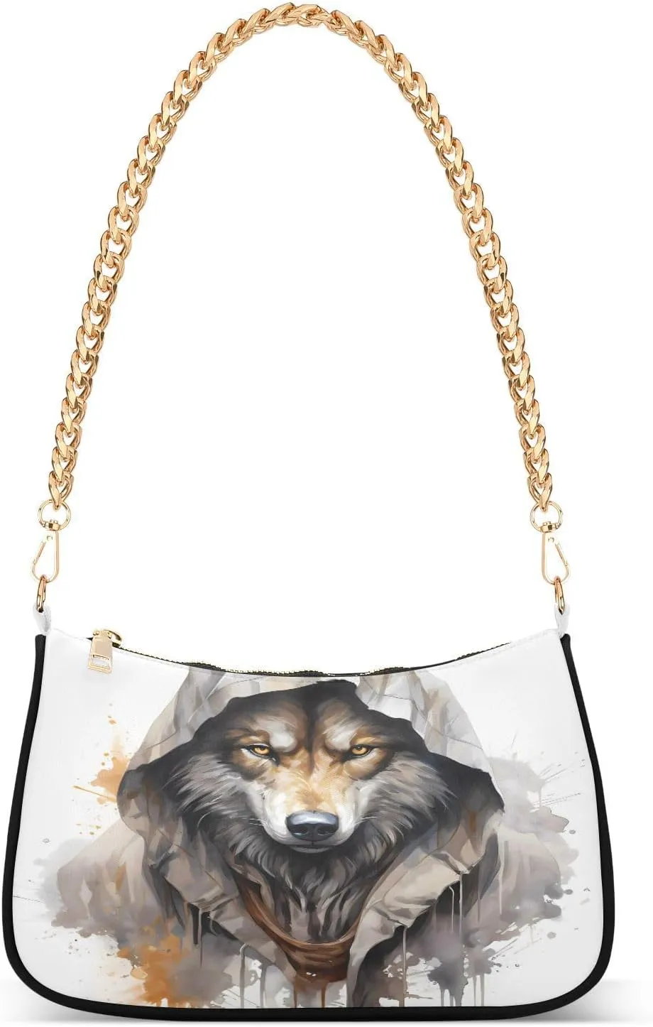 Shoulder Bags for Women Wolf (78) Hobo Tote Handbag Small Clutch Purse with Zipper Closure