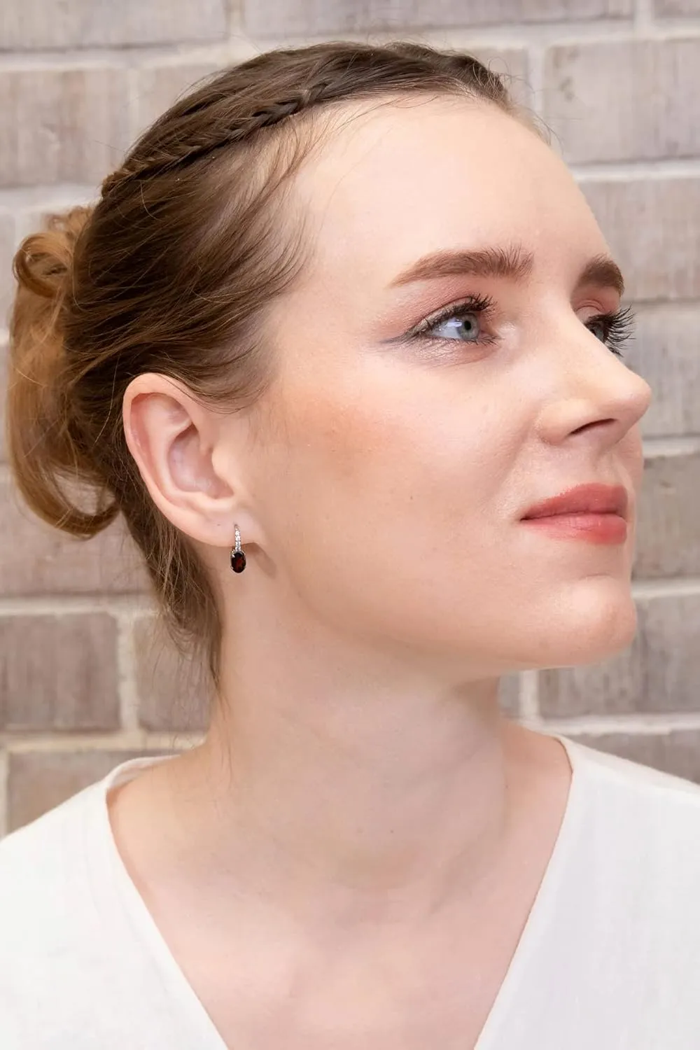 Silver Birthstone Earrings - Oval Cut Genuine or Synthetic Gemstone Drop & Huggie Earrings with Leverback Finding