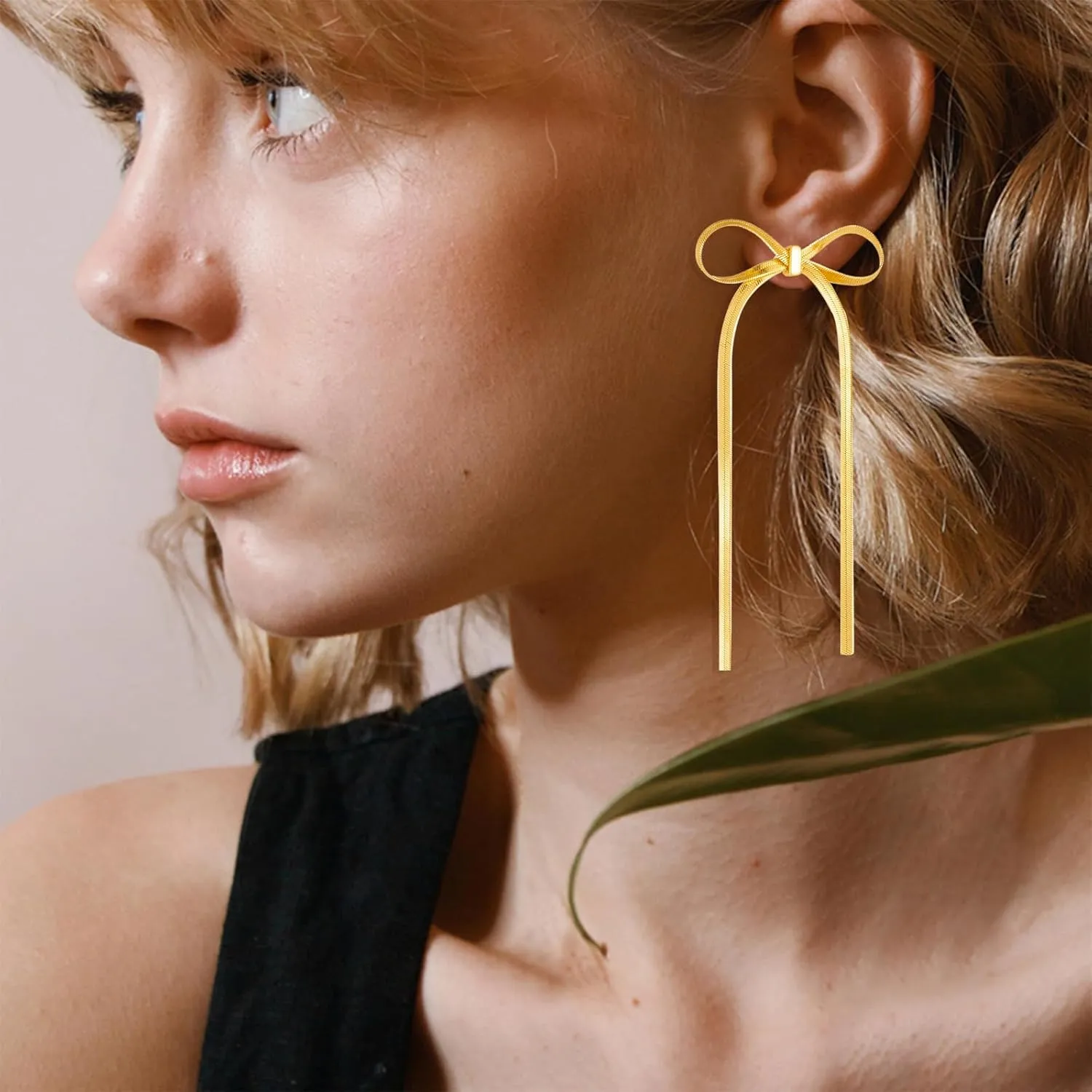 Silver Bow Earrings - Sparkle Long Dangle Rhinestone Drop Bling Gold Bowknot Earrings