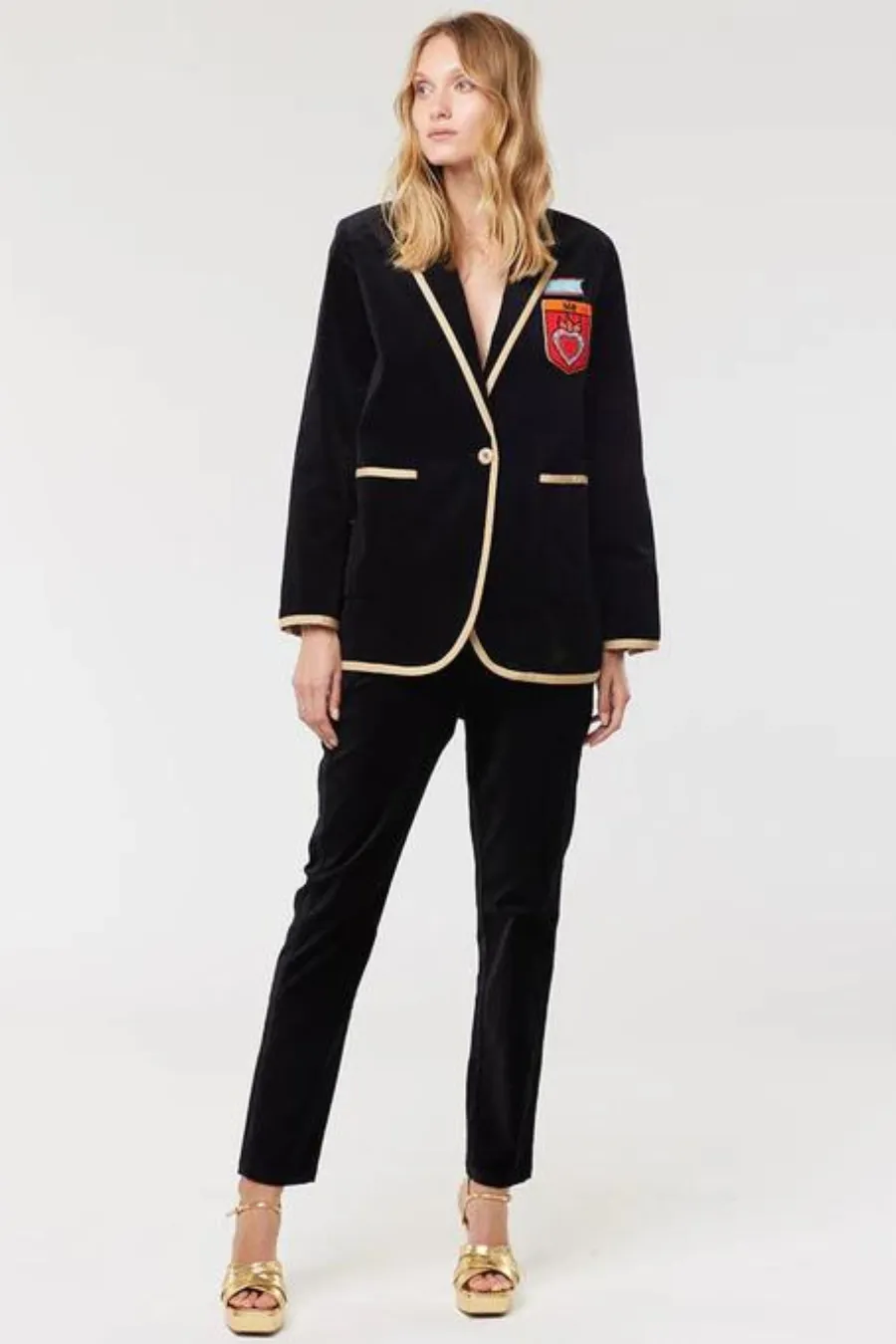 Simone Velour Blazer Black